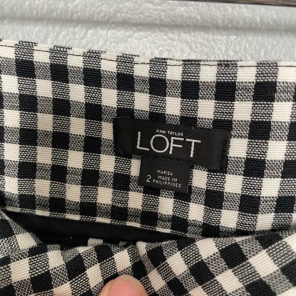 ANN TAYLOR LOFT Black/White Gingham Julie Pants sz 2 - Picture 4 of 6